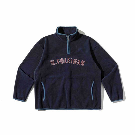 Unisex Fleece-Pullover mit halbhohem Reißverschluss, Kängurutasche und Collegestyle-Stick Nord Taschen