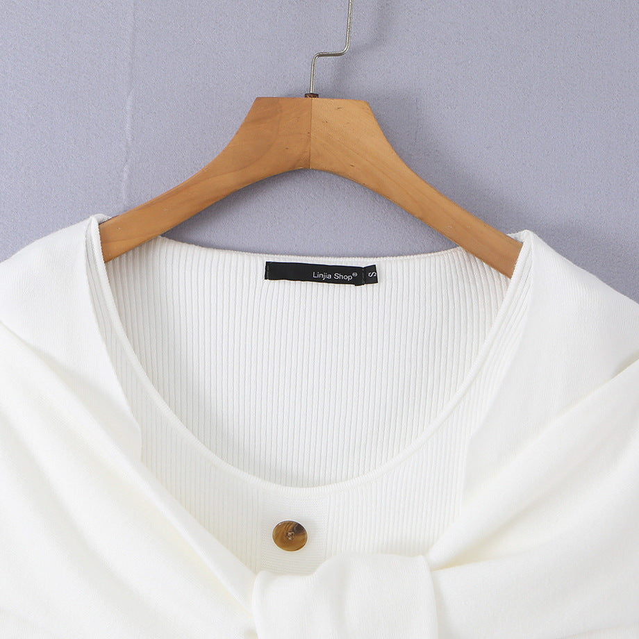 Damen Schulterstrick-Cardigan mit abnehmbarem Schultertuch-Detail Nord Taschen