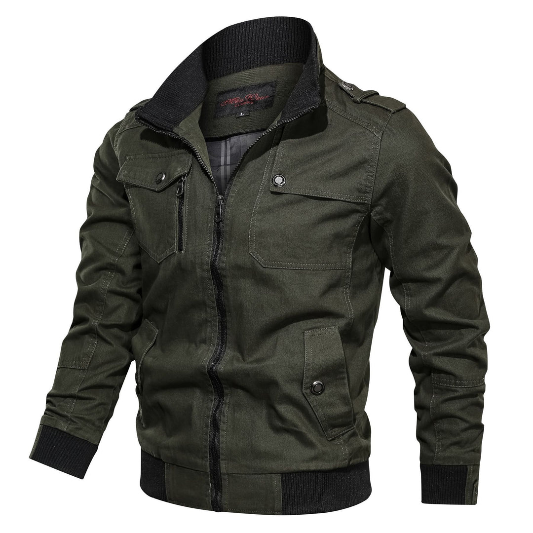 Herren Kurzjacke im Military-Stil mit Reißverschluss, Rippkragen und Schulterklappen Nord Taschen