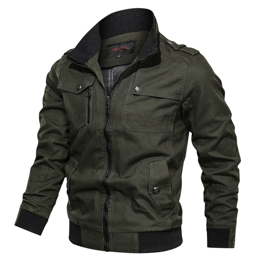 Herren Kurzjacke im Military-Stil mit Reißverschluss, Rippkragen und Schulterklappen Nord Taschen