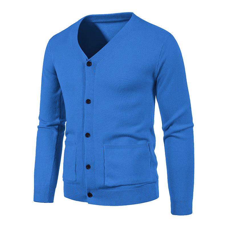 Herren Feinstrick-Cardigan mit V-Ausschnitt, durchgehender Knopfleiste und aufgesetzten Taschen Nord Taschen