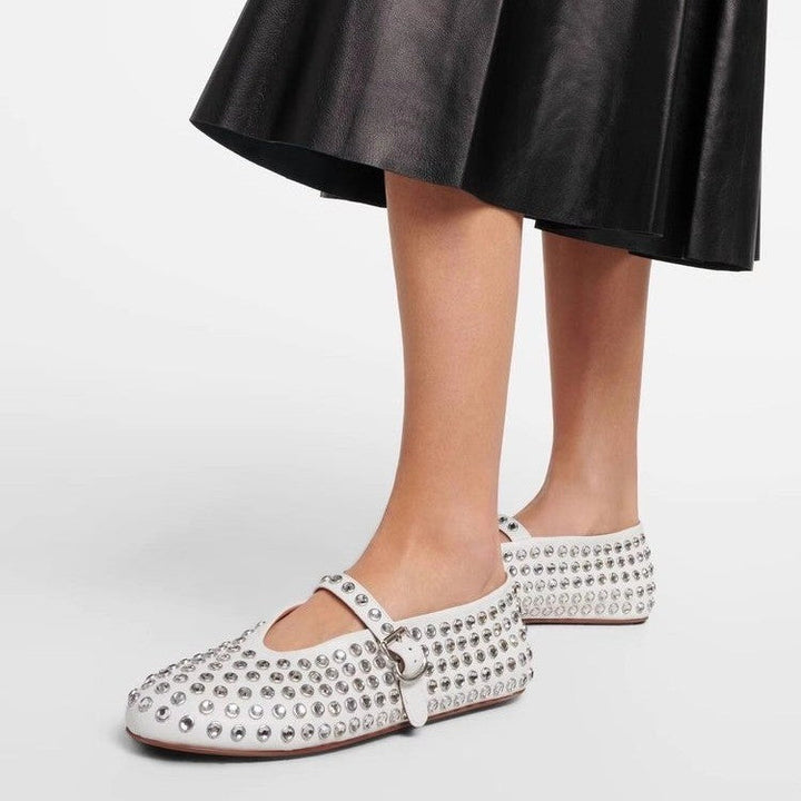 Damen Modische Ballerinas mit Strassverzierungen und komfortablem Fußbett