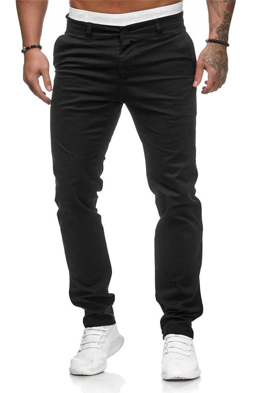 Herren Slim-Fit Chinohosen mit elastischem Bund und praktischen Taschen - Arvani
