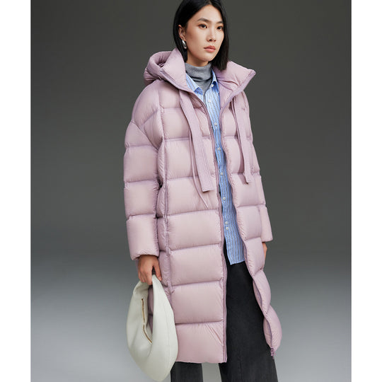 Damen Oversized Stepp-Daunenmantel mit Kapuze und verlängerter Silhouette Nord Taschen