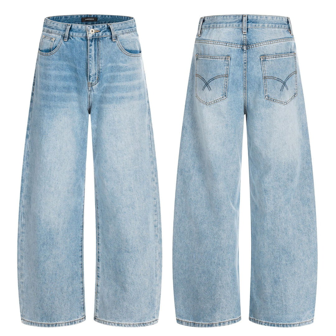 Damen Weite Cropped-Denim-Culotte mit hoher Taille und Fünf‑Taschen‑Details Nord Taschen