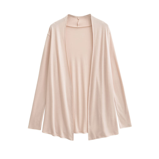 Damen Offener fließender Jersey-Cardigan mit Wasserfallkante Nord Taschen