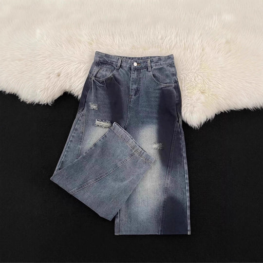 Damen Weitbeinige Destroyed Jeans Nord Taschen