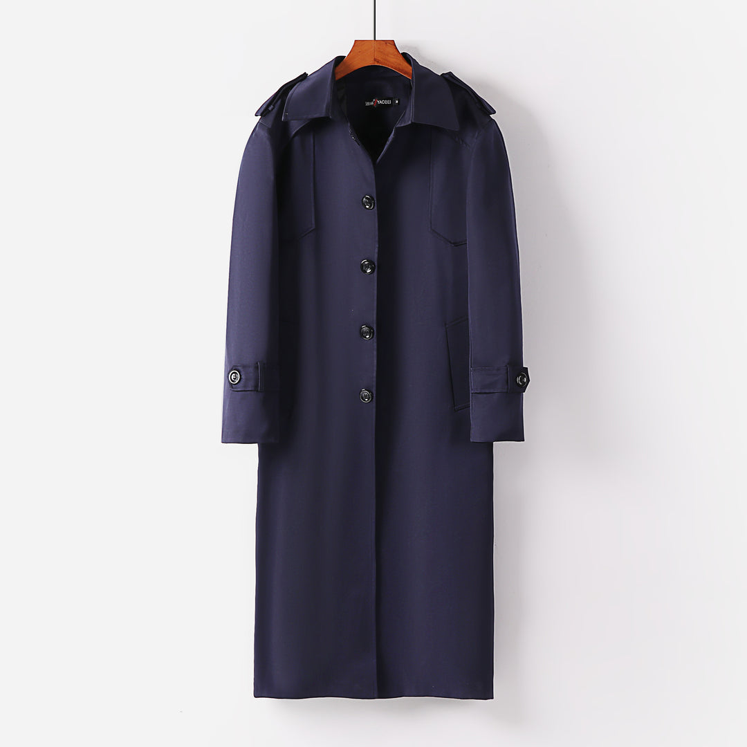 Damen Langer klassischer Trenchcoat mit Schulterpatten, Knopfverschluss und verstellbaren Manschetten Nord Taschen