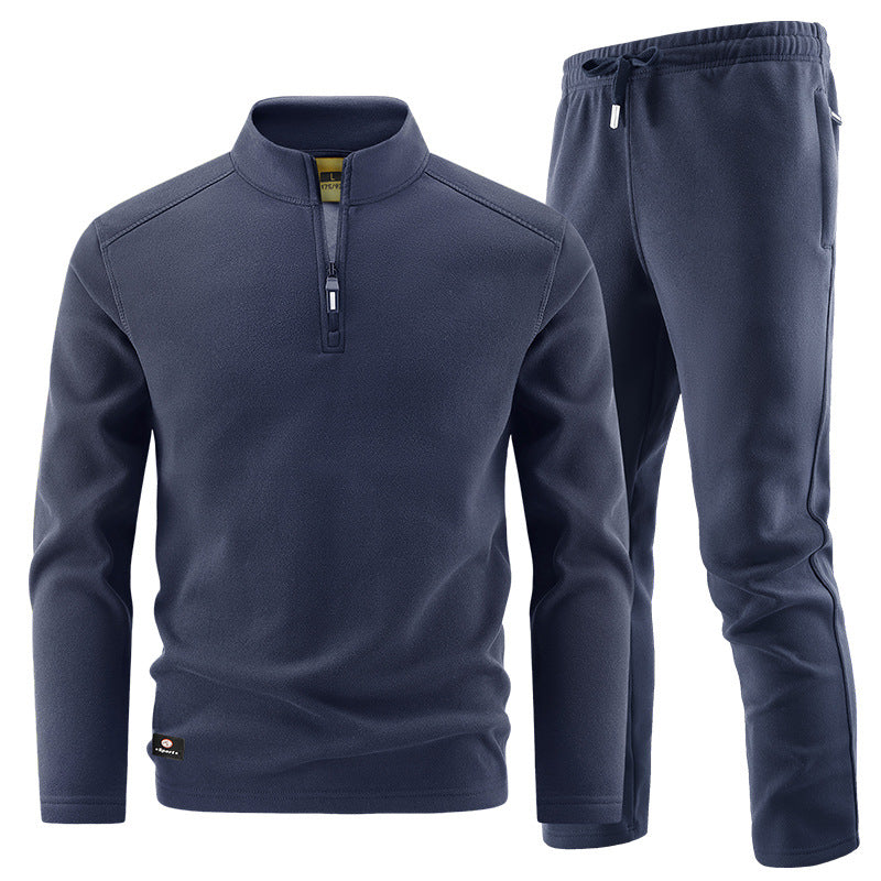 Herren Fleece-Trainingsset mit Stehkragen und Elastikbund Nord Taschen