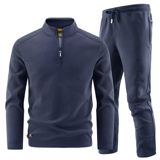 Herren Fleece-Trainingsset mit Stehkragen und Elastikbund Nord Taschen