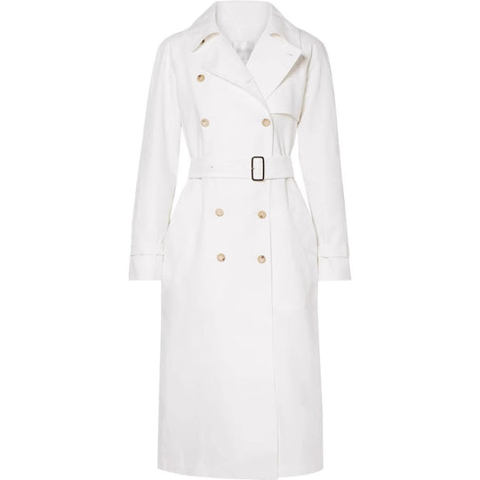Damen Midilanger Einreihiger Trenchcoat mit Sturmlasche und verstellbaren Manschetten Nord Taschen