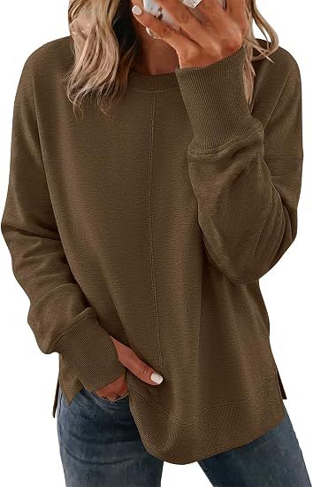 Damen Oversize‑Sweatshirt mit sichtbarer Mittelnaht und Rundhalsausschnitt Nord Taschen