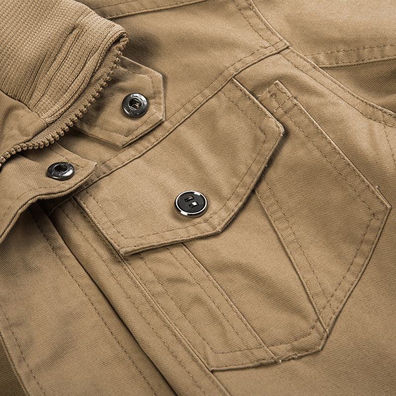 Herren  leichter Baumwoll-Canvas Fliegerjacke mit Schulterklappen, verdecktem Reißverschluss und multifunktionalen Taschen Nord Taschen