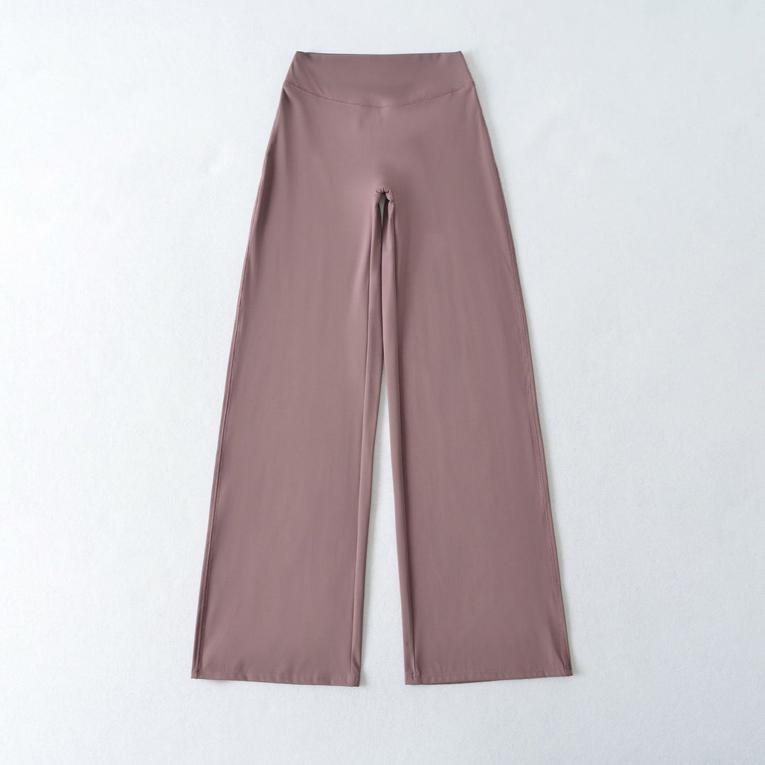 Damen Weite High Waist Loungehose aus Stretchjersey mit fließendem Schlag Nord Taschen