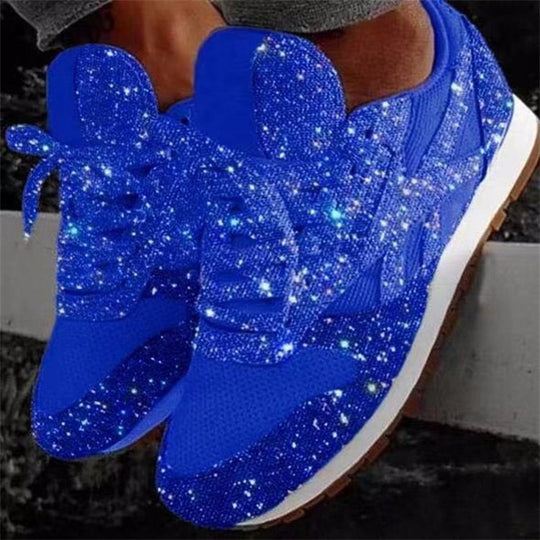 Damen nan glitzernde Fashion-Sneaker mit funkelnder Strassoptik atmungsaktivem Strick-Obermaterial und gepolstertem Komfortfußbett Nord Taschen