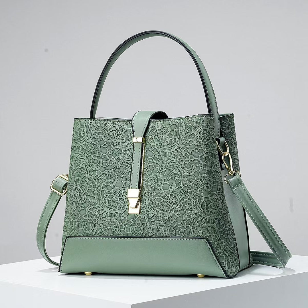 Damen elegante Handtasche mit filigranem Spitzenmuster Nord Taschen