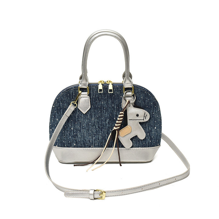 Damen Mini-Handtasche mit tierischem Anhänger und modischem Denim Nord Taschen