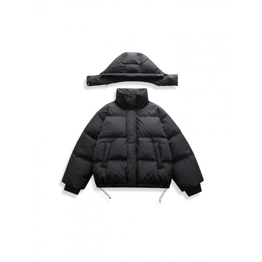 Unisex Kurze Steppjacke mit Kapuze, hohem Stehkragen und verstellbarem Saum Nord Taschen