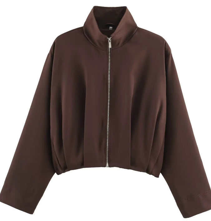 Damen Kurz geschnittener Boxy‑Blouson mit hohem Stehkragen und überschnittenen Ärmeln Nord Taschen