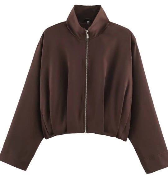 Damen Kurz geschnittener Boxy‑Blouson mit hohem Stehkragen und überschnittenen Ärmeln Nord Taschen