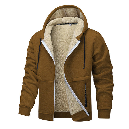 Herren Gefütterte Kapuzenjacke mit Teddyfutter, durchgehendem Reißverschluss und Eingriffstaschen Nord Taschen