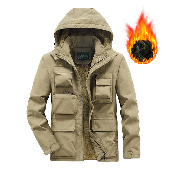 Herren Multifunktionaler Fleece-gefütterter Fieldparka mit Kapuze und Mehrfach-Taschen Nord Taschen