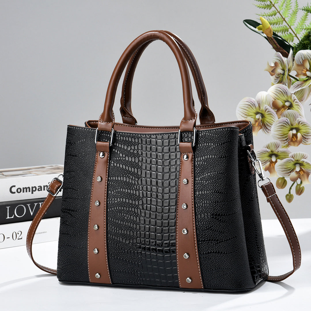 Damen elegante Handtasche mit modernem Karomuster Nord Taschen