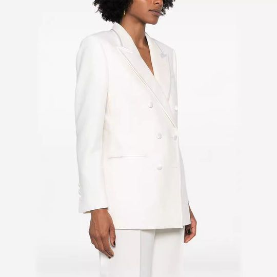 Damen Doppelreihiges Longblazer‑Hosenanzug mit Marlene‑Weitbeinhose und schlanker Silhouette Nord Taschen