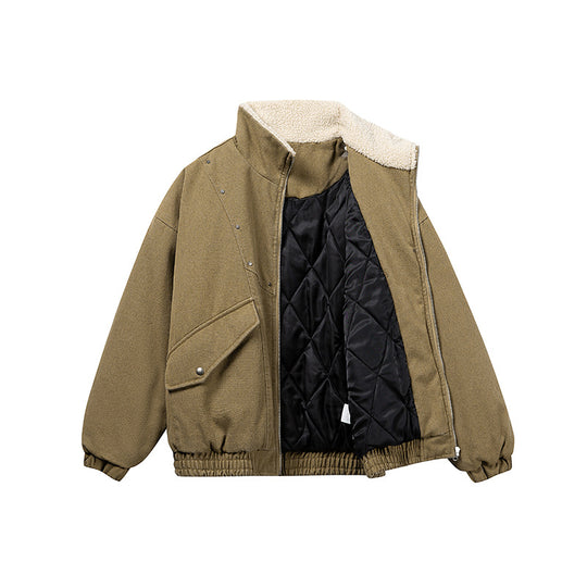 Unisex Boxy-Denimblouson mit kontrastierendem Teddyfutter und großen Pattentaschen Nord Taschen