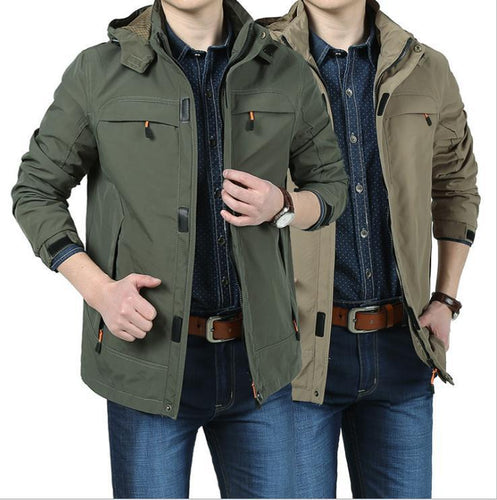 Herren Leichte Kapuzen-Fieldjacke im Urban-Utility-Stil mit Reißverschluss und Multifunktionstaschen Nord Taschen
