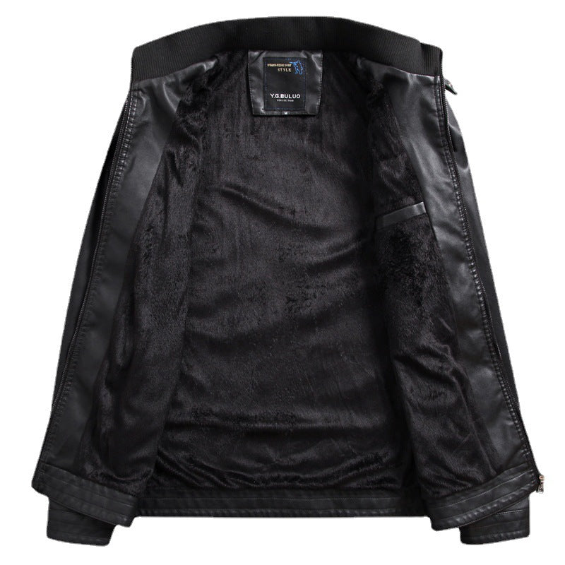 Herren Kunstlederblouson mit wärmender Teddyfleece-Innenlage und Stehkragen Nord Taschen