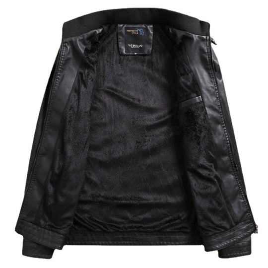 Herren Kunstlederblouson mit wärmender Teddyfleece-Innenlage und Stehkragen Nord Taschen