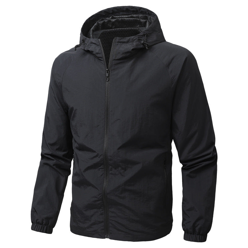 Herren Leichte Kapuzen-Windjacke mit Mesh‑Futter, durchgehendem Reißverschluss & elastischen Bündchen Nord Taschen