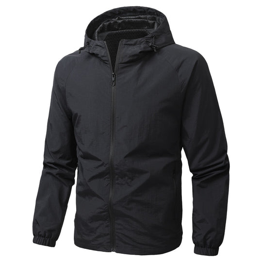 Herren Leichte Kapuzen-Windjacke mit Mesh‑Futter, durchgehendem Reißverschluss & elastischen Bündchen Nord Taschen