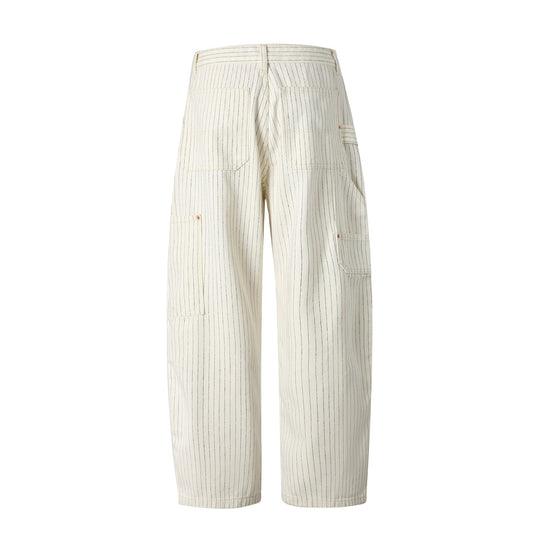 Damen Carpenterhose aus Leinen‑Baumwollmix mit Nadelstreifen und Hammerloop Nord Taschen