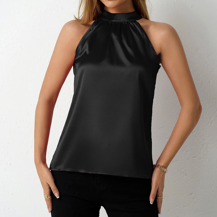 Damen Satin-Hochkragenoberteil mit elegantem Schnitt