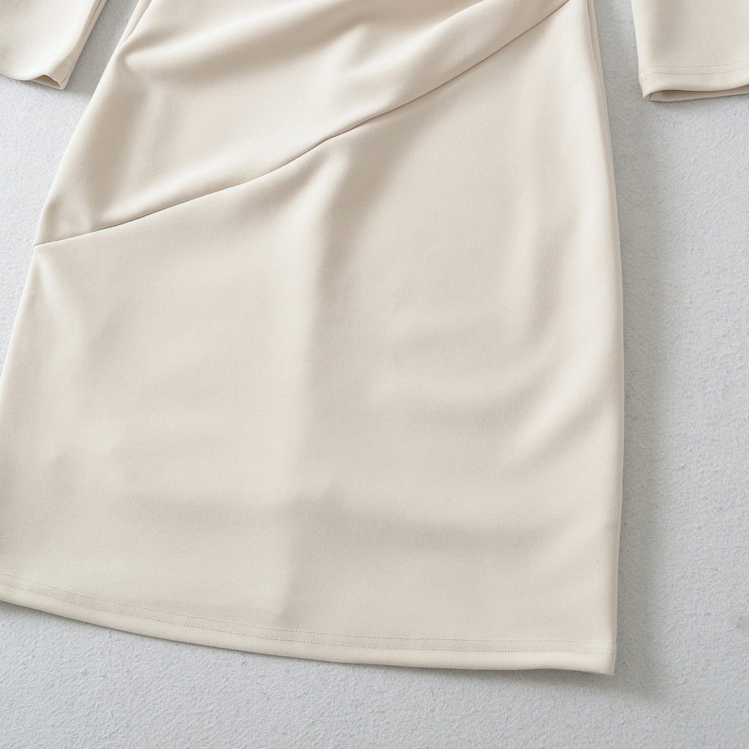 Damen Figurbetontes Midikleid mit geraffter Wickeloptik und langen Ärmeln Nord Taschen