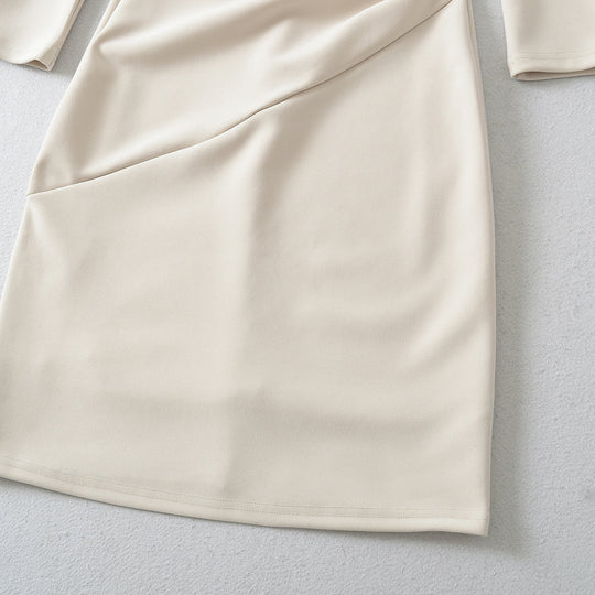 Damen Figurbetontes Midikleid mit geraffter Wickeloptik und langen Ärmeln Nord Taschen