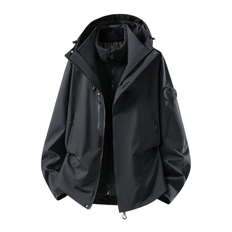 Herren zweilagige Softshell-Outdoorjacke mit herausnehmbarem Fleecefutter und verstellbarer Kapuze Nord Taschen