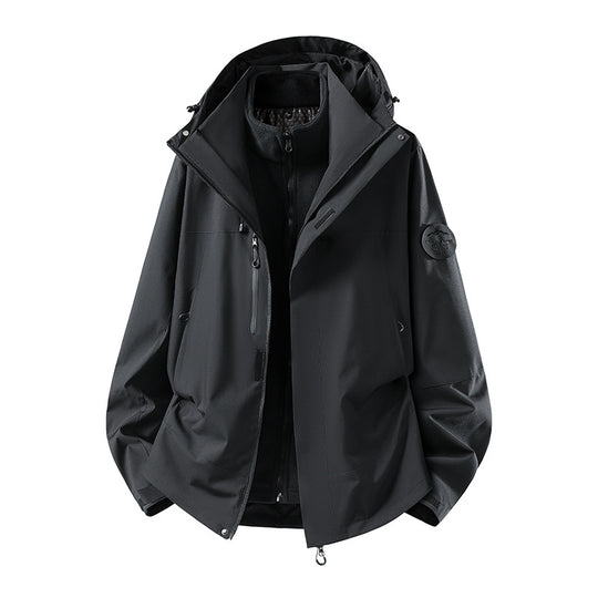 Herren zweilagige Softshell-Outdoorjacke mit herausnehmbarem Fleecefutter und verstellbarer Kapuze Nord Taschen