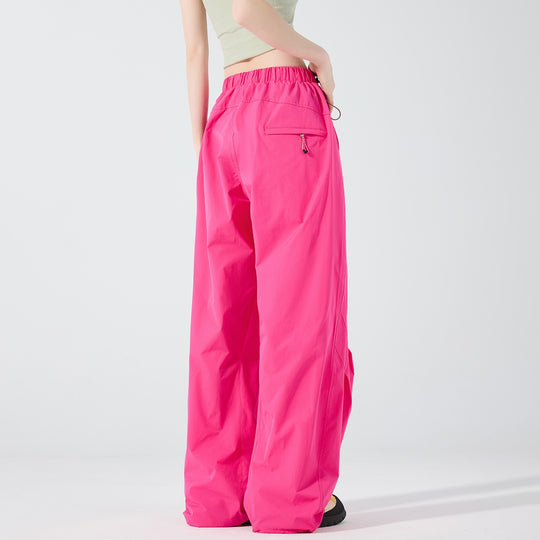 Damen Weite Nylon-Baggyhose mit elastischem Tunnelzugbund & Utility‑Taschen Nord Taschen