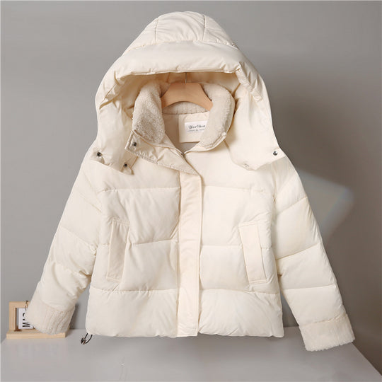Damen nan wattierte Kurzjacke im Boxy-Schnitt mit Sherpa-Kragen und verstellbarem Tunnelzugsaum Nord Taschen