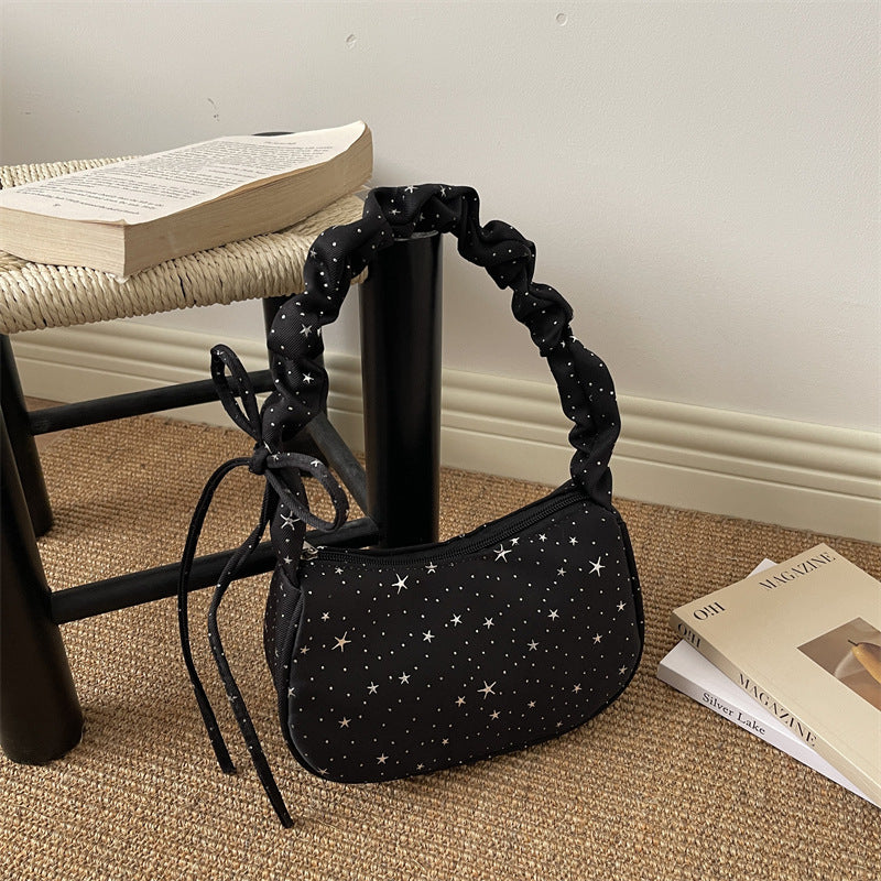 Damen modische Handtasche mit Sternenmotiv und gerafftem Trageriemen Nord Taschen