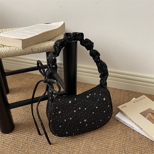 Damen modische Handtasche mit Sternenmotiv und gerafftem Trageriemen Nord Taschen