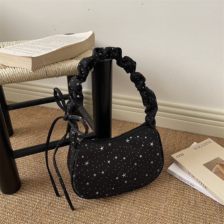 Damen modische Handtasche mit Sternenmotiv und gerafftem Trageriemen Nord Taschen