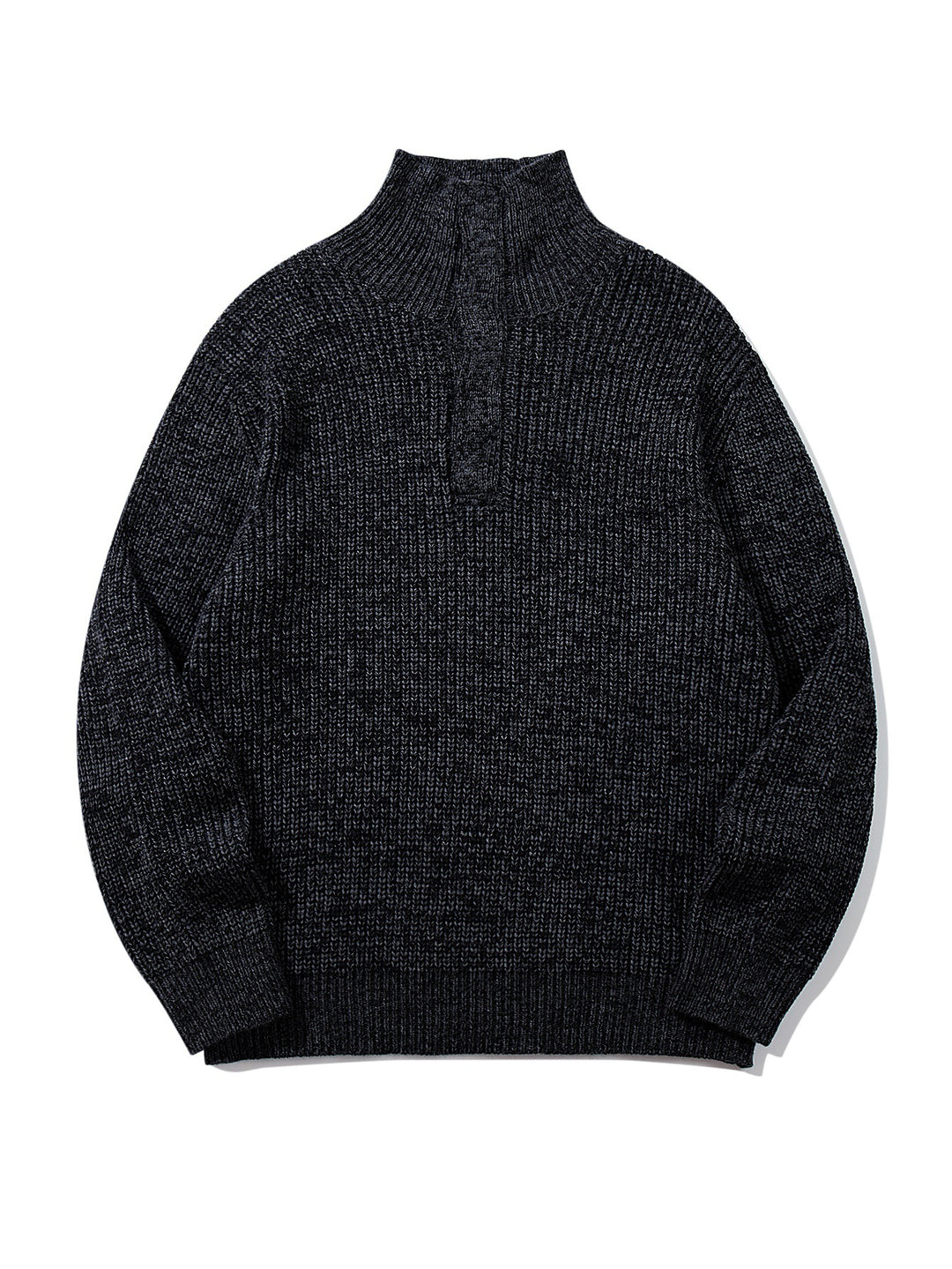Unisex Grobgestrickter Rollkragenpullover mit halber Knopfleiste Nord Taschen