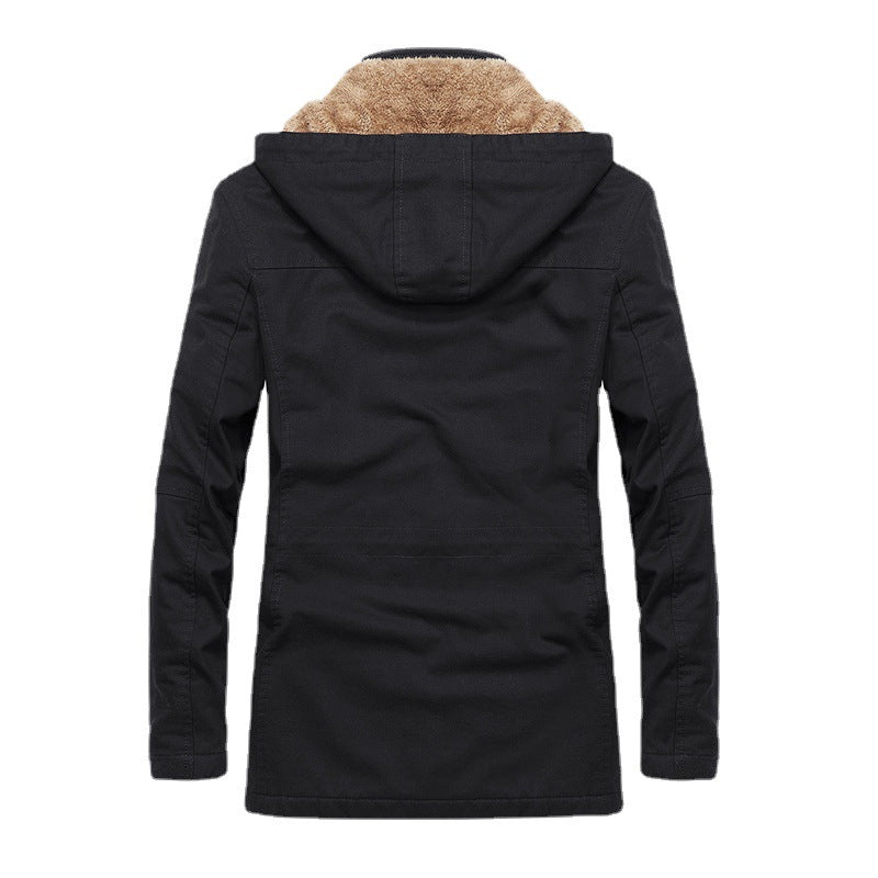 Herren Thermo-Fieldparka im Canvas‑Look mit wärmender Teddy-Innenfütterung und verstellbarer Kapuze Nord Taschen