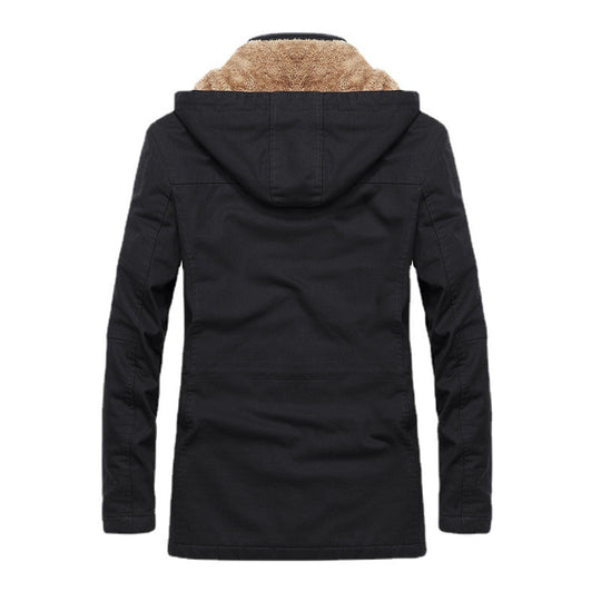 Herren Thermo-Fieldparka im Canvas‑Look mit wärmender Teddy-Innenfütterung und verstellbarer Kapuze Nord Taschen