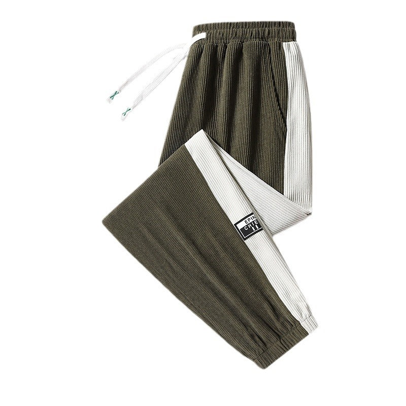 Herren Jogginghose aus geripptem Baumwoll-Mix mit seitlichen Kontrast-Einsätzen und elastischem Saum Nord Taschen