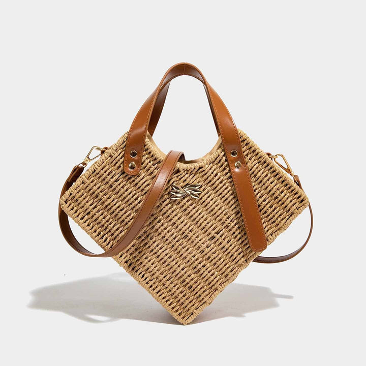 Damen Strohtasche mit eleganten Lederakzenten Nord Taschen
